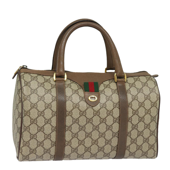 GUCCI GG Supreme Web Sherry Line Boston Bag PVC Beige 40 02 007 Auth bs15457 - Picture 1 of 16